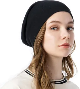 100% Organic Cotton Knitted Bucket Hats for Women Loose Watches Soft Hats for Chemo Patients Slouch Beanie Knit Fleece