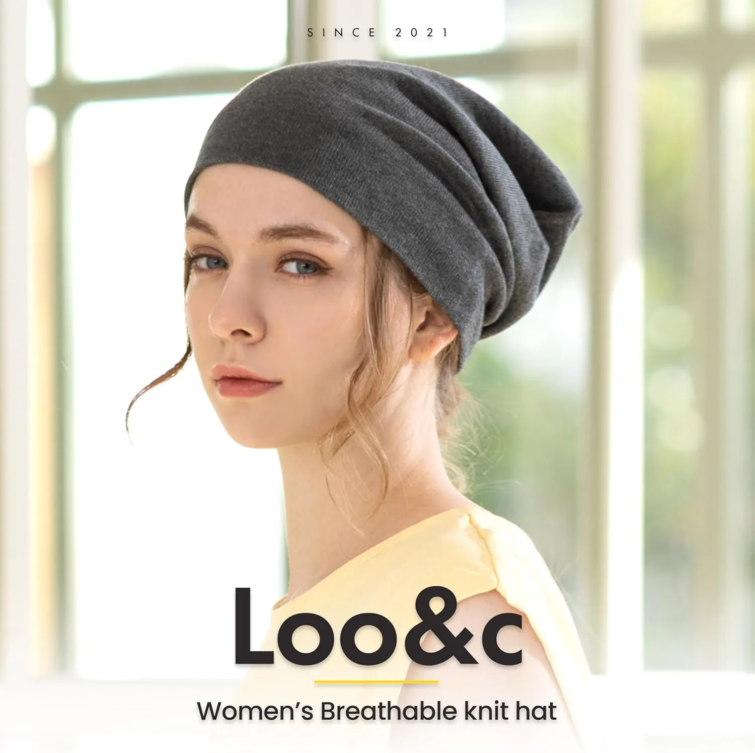 100% Organic Cotton Knitted Bucket Hats for Women Loose Watches Soft Hats for Chemo Patients Slouch Beanie Knit Fleece