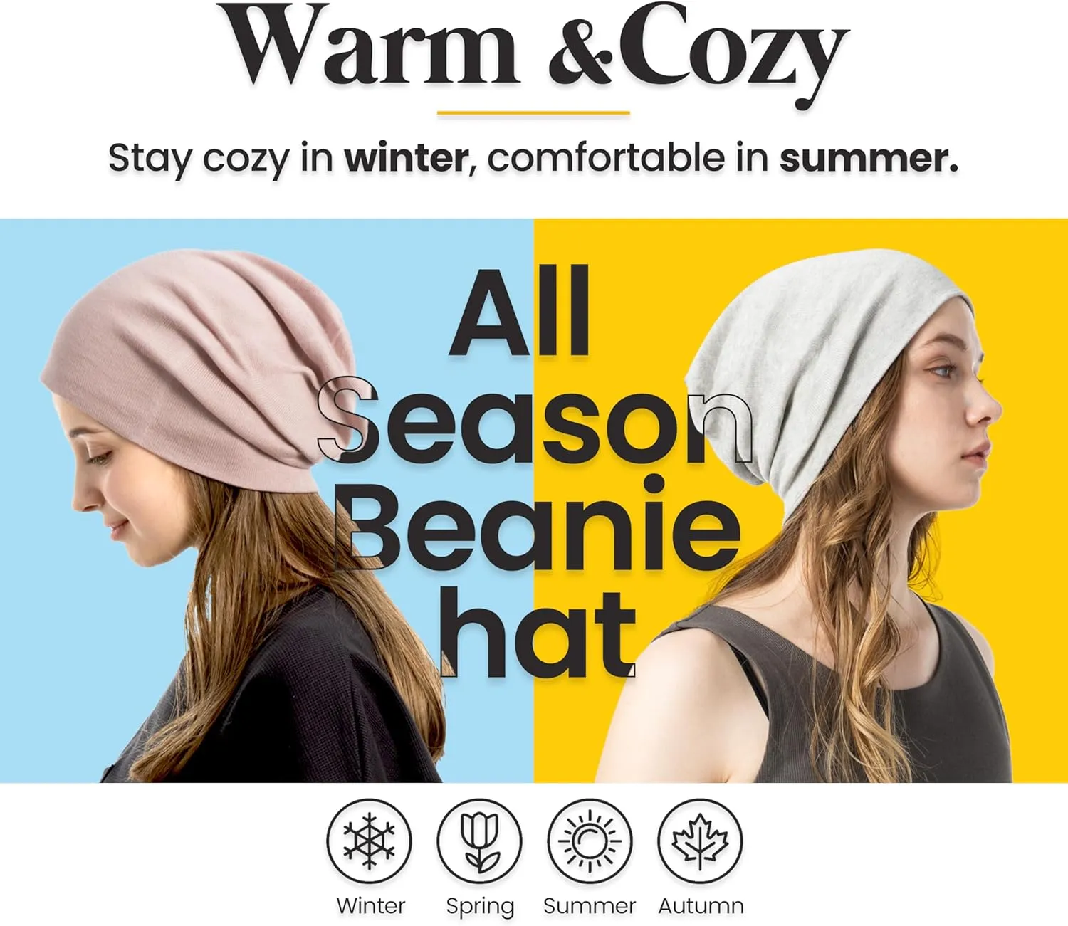100% Organic Cotton Knitted Bucket Hats for Women Loose Watches Soft Hats for Chemo Patients Slouch Beanie Knit Fleece
