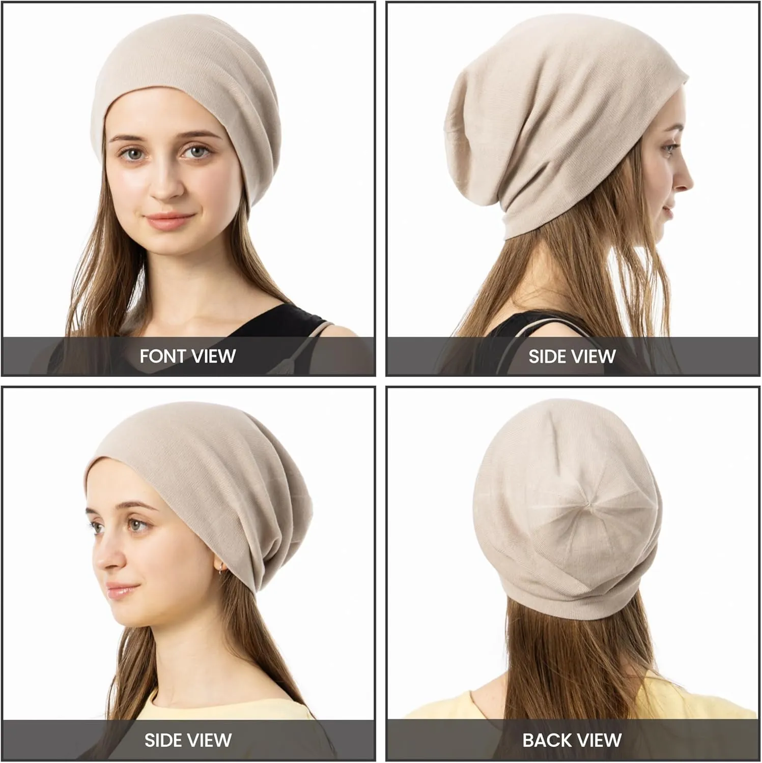 100% Organic Cotton Knitted Bucket Hats for Women Loose Watches Soft Hats for Chemo Patients Slouch Beanie Knit Fleece