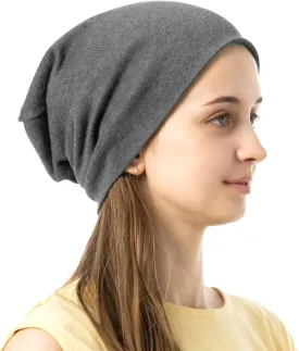 100% Organic Cotton Knitted Bucket Hats for Women Loose Watches Soft Hats for Chemo Patients Slouch Beanie Knit Fleece