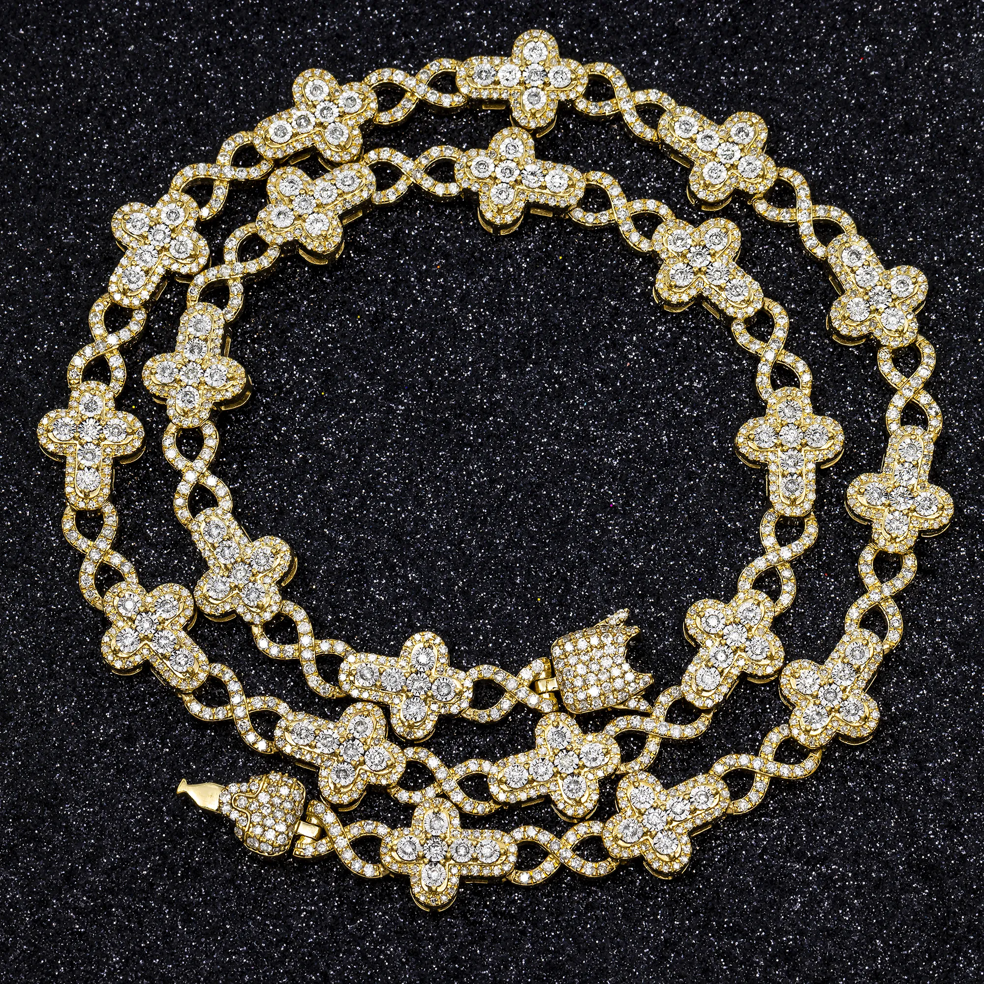 10K GOLD 7MM DIAMOND INFINTY LINK CROSS CHAIN 10.55 CT