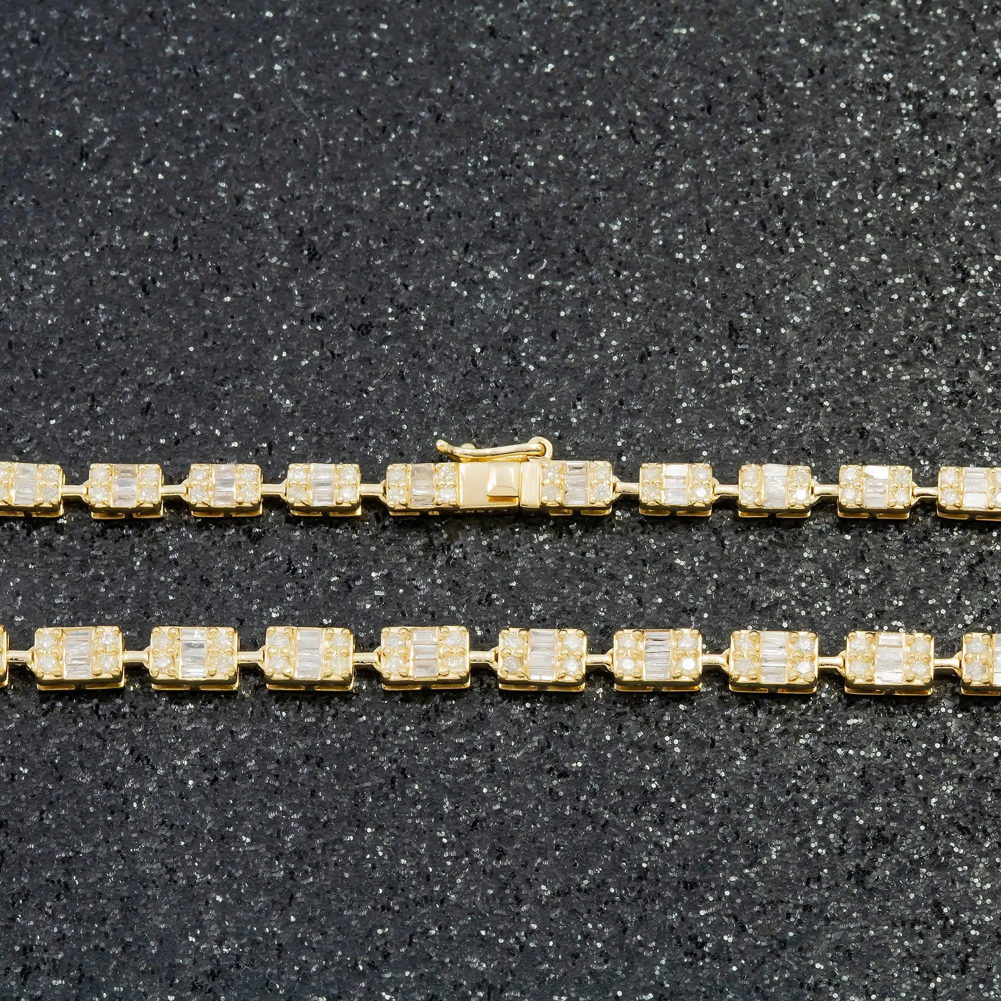 10K GOLD LADIES BAGUETTE DIAMOND CHAIN 4.61 CT