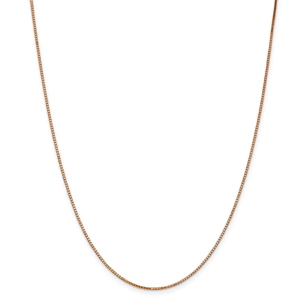 1.1mm 14k Rose Gold Solid Box Chain Necklace