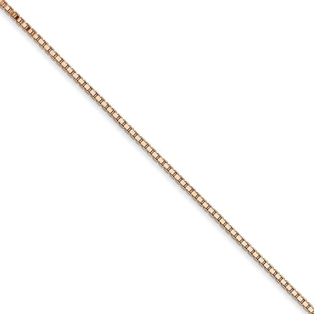 1.1mm 14k Rose Gold Solid Box Chain Necklace