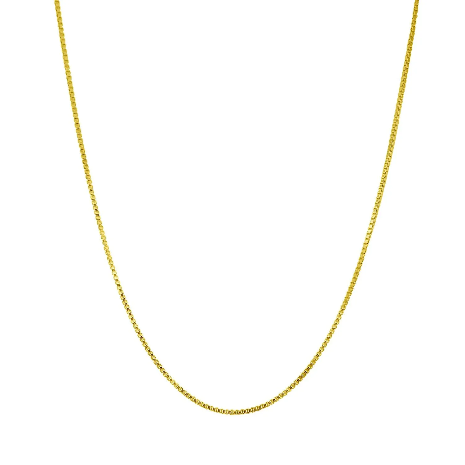 14kt Yellow Gold Plated Sterling Silver 1mm Box Chain Necklace Nickel-Free, 14-36 Inches