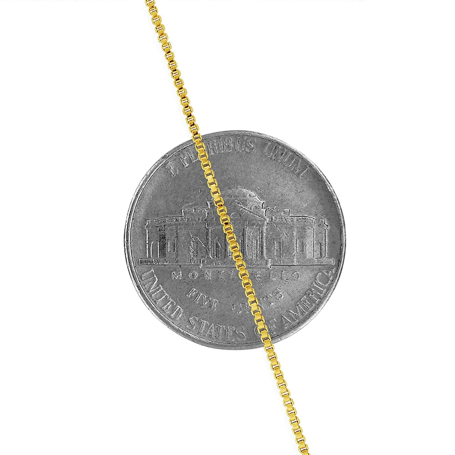 14kt Yellow Gold Plated Sterling Silver 1mm Box Chain Necklace Nickel-Free, 14-36 Inches
