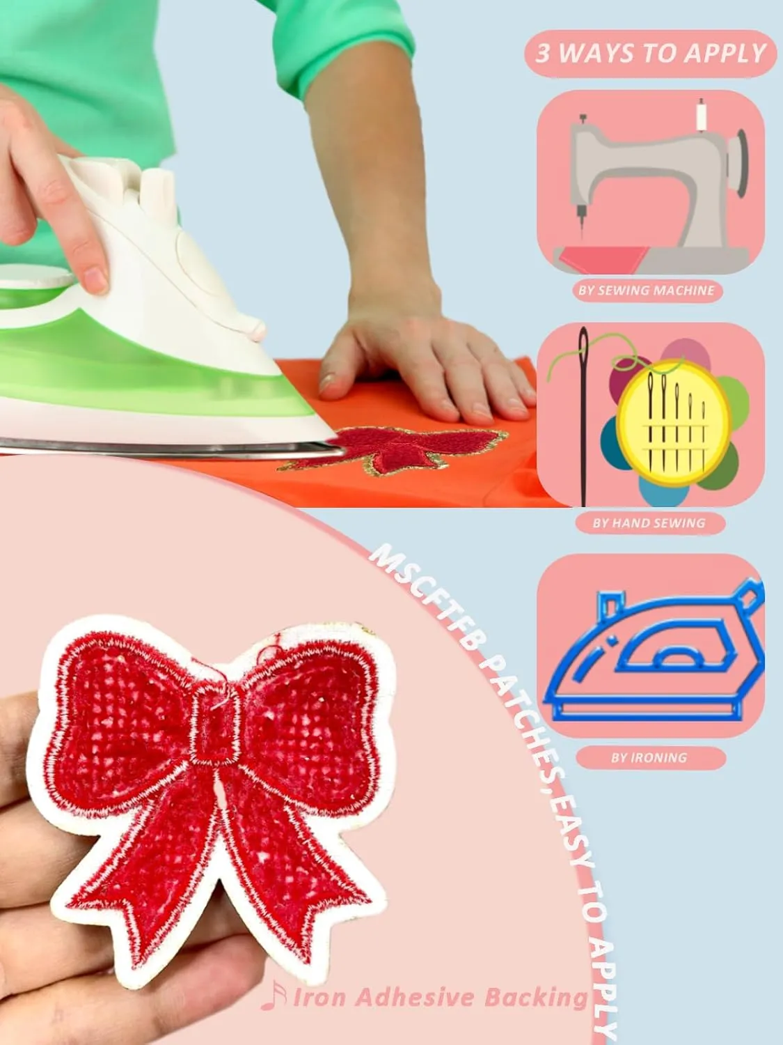 24 Pack Bow Chenille Patches,White Coquette Iron on Patches for Clothes Embroidery Fabric Patches for Jean Backpack Hat Jacket Shoe Girl Decorative Applique (White)