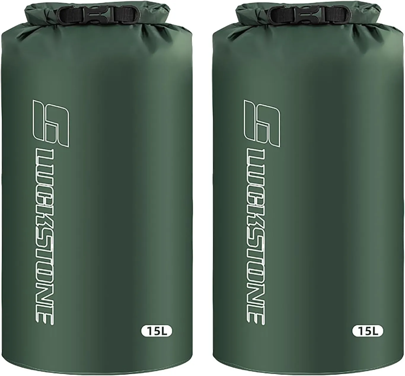 2pcs Dry Sack Set, Lightweight Dry Bags Set, Waterproof Roll Top Dry Sacks Keep Your Stuff Dry - for Kayaking Boating Hiking Camping (15L Dark green)