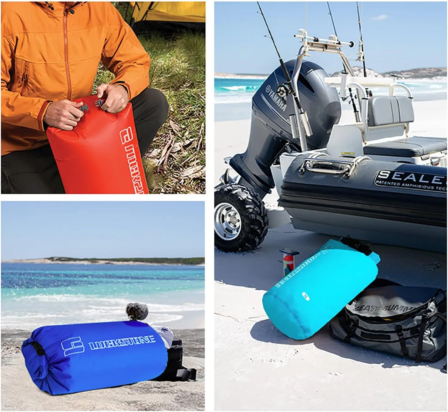 2pcs Dry Sack Set, Lightweight Dry Bags Set, Waterproof Roll Top Dry Sacks Keep Your Stuff Dry - for Kayaking Boating Hiking Camping (15L Dark green)