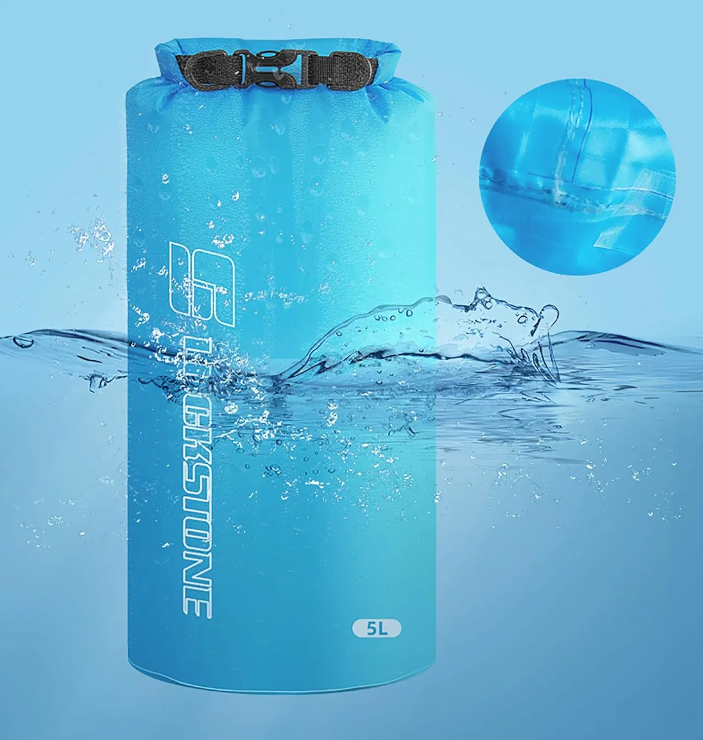 2pcs Dry Sack Set, Lightweight Dry Bags Set, Waterproof Roll Top Dry Sacks Keep Your Stuff Dry - for Kayaking Boating Hiking Camping (5L Blue)