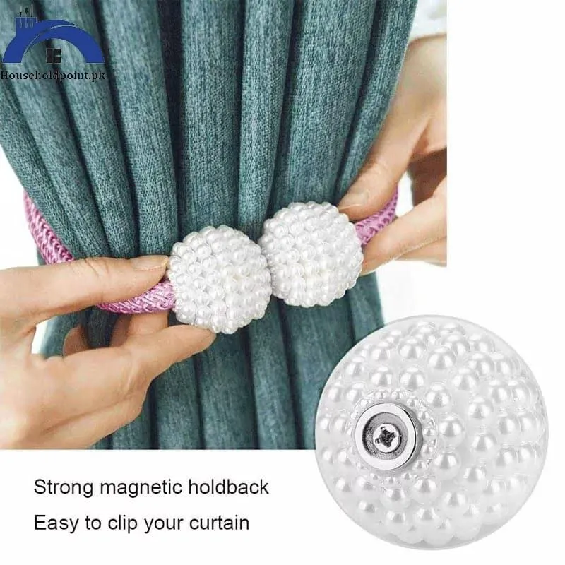 2Pcs Pearl Magnetic Curtain Tie Clips