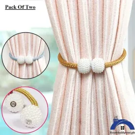 2Pcs Pearl Magnetic Curtain Tie Clips