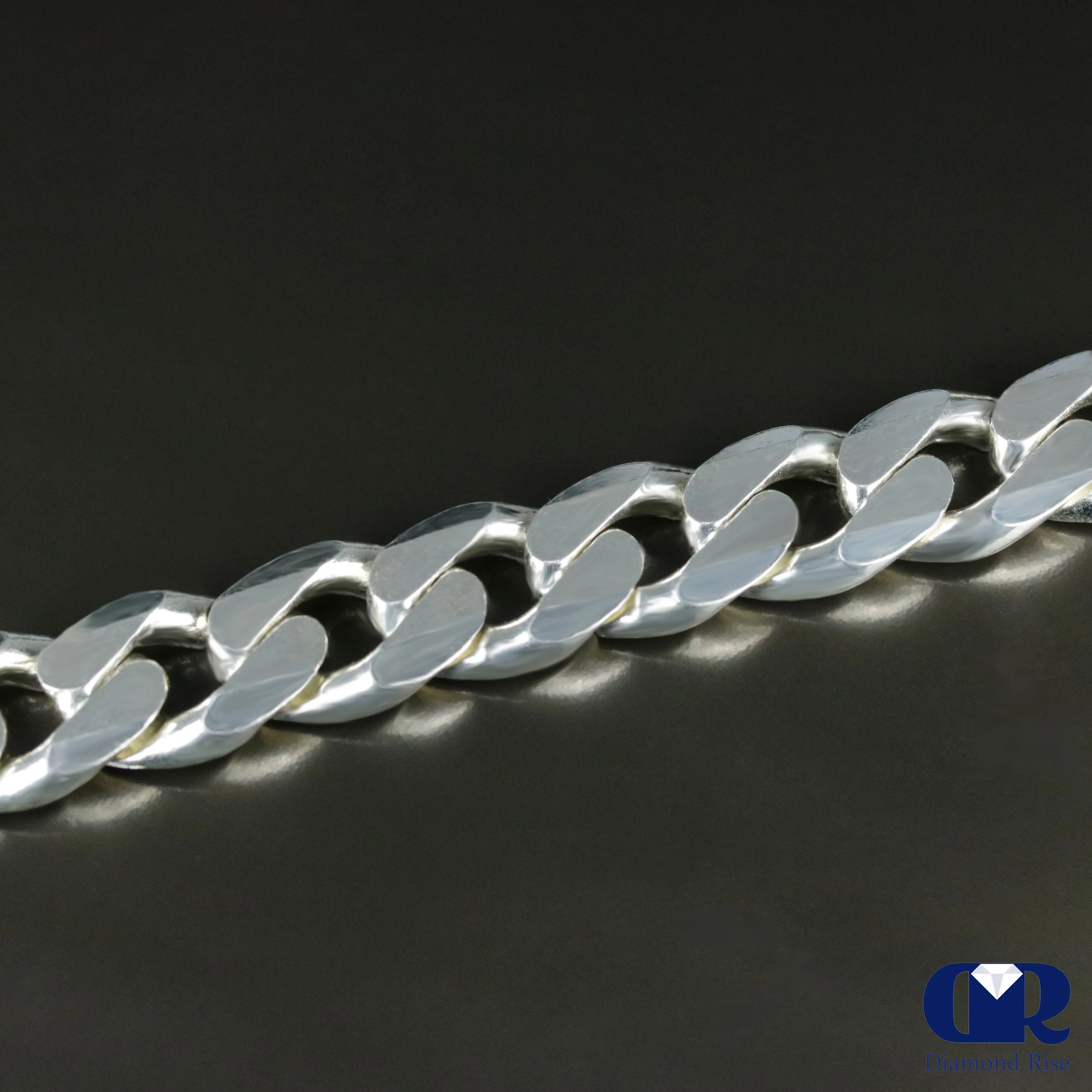 30" Men's 12 mm Cuban Chain Necklace In 14K White Gold