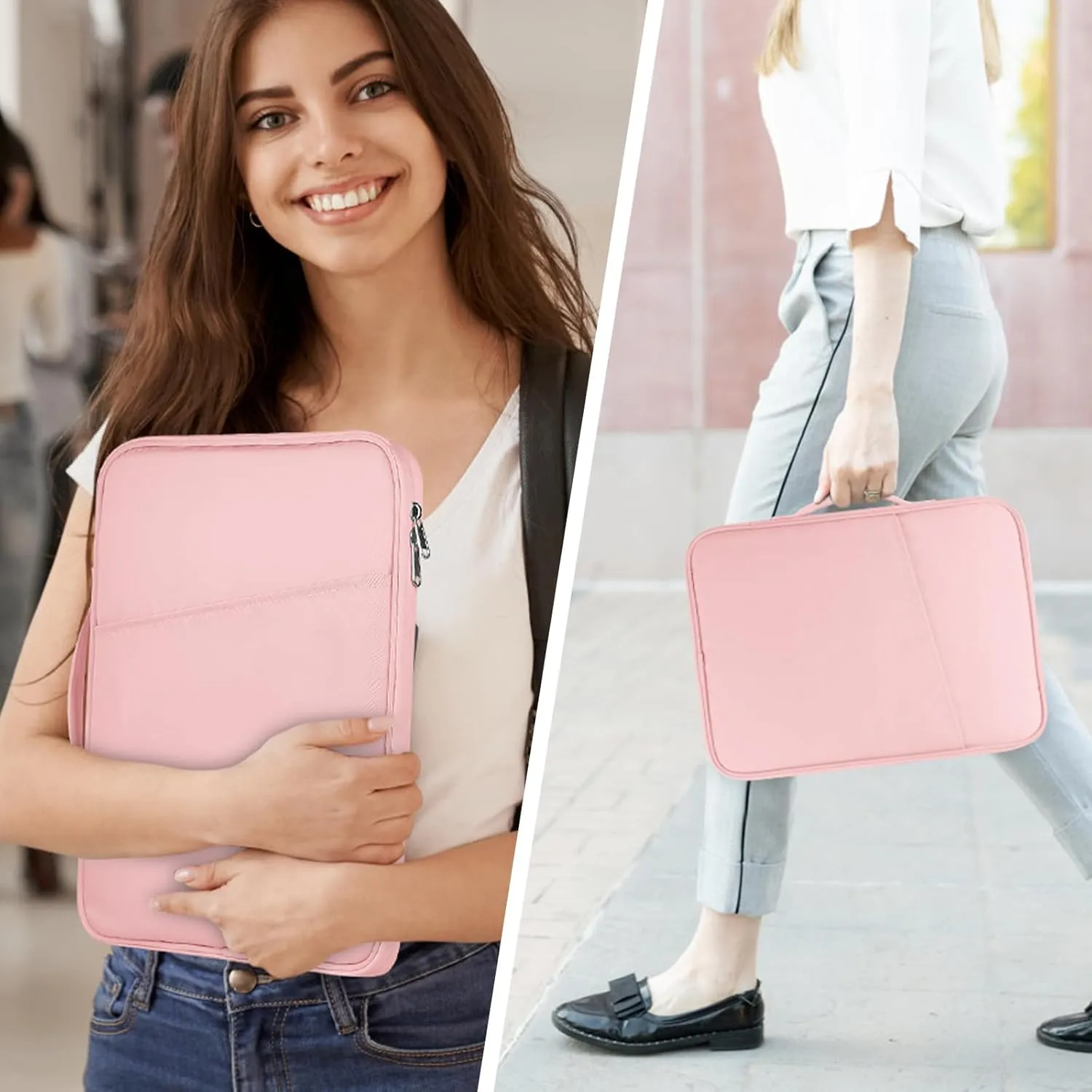 9-11 Inch Tablet Sleeve Case for Fire HD 10 / Fire HD 10 Plus/iPad 9.7 /iPad Mini/Galaxy Tab A8 A9/Huawei Lenovo Android Tablet with Anti-Drop Protective Case -Pink
