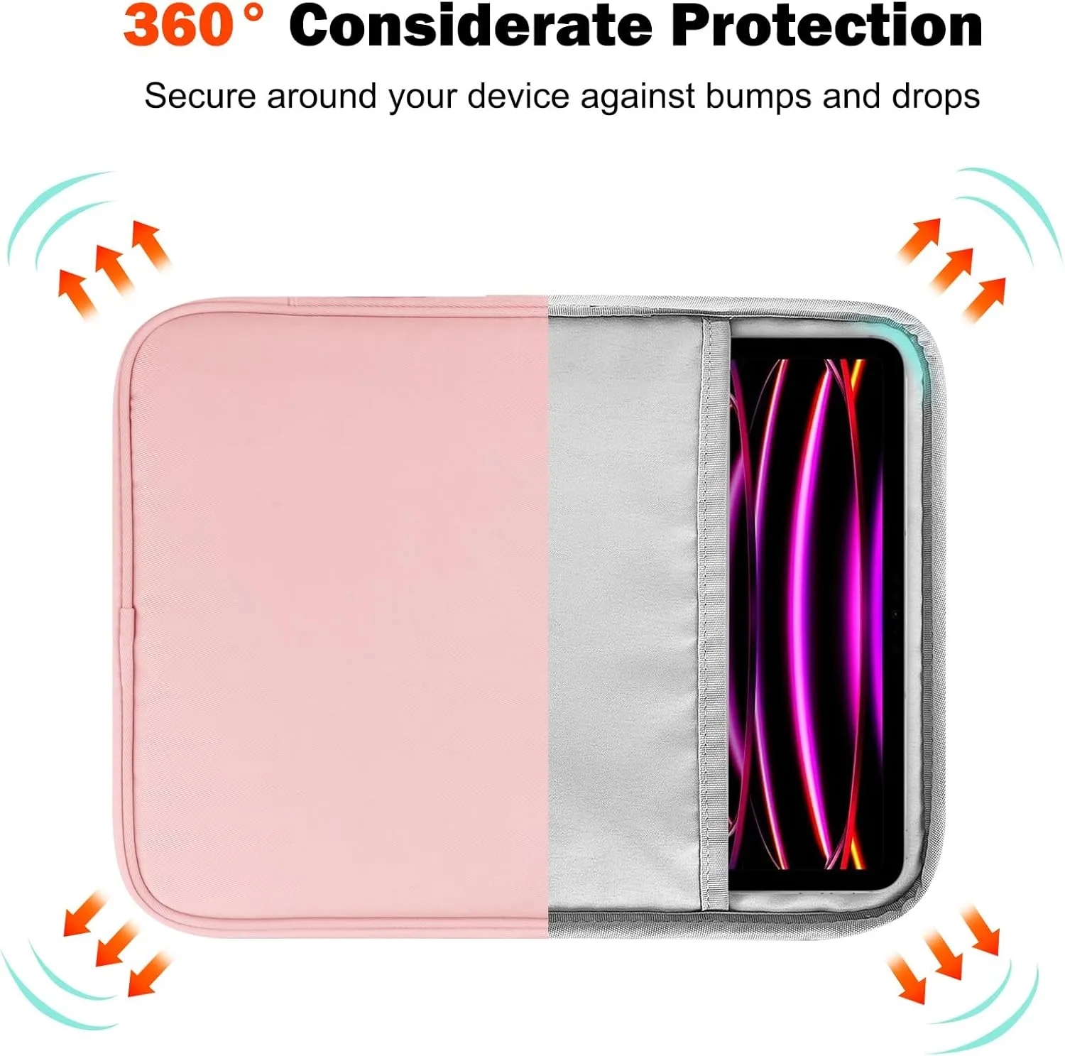 9-11 Inch Tablet Sleeve Case for Fire HD 10 / Fire HD 10 Plus/iPad 9.7 /iPad Mini/Galaxy Tab A8 A9/Huawei Lenovo Android Tablet with Anti-Drop Protective Case -Pink