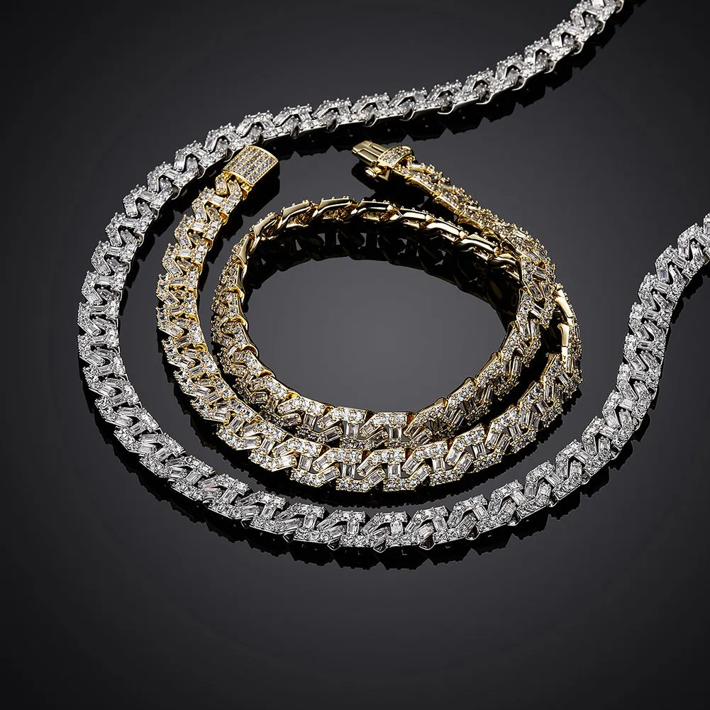 9mm Iced Out Baguette Cuban - Gold