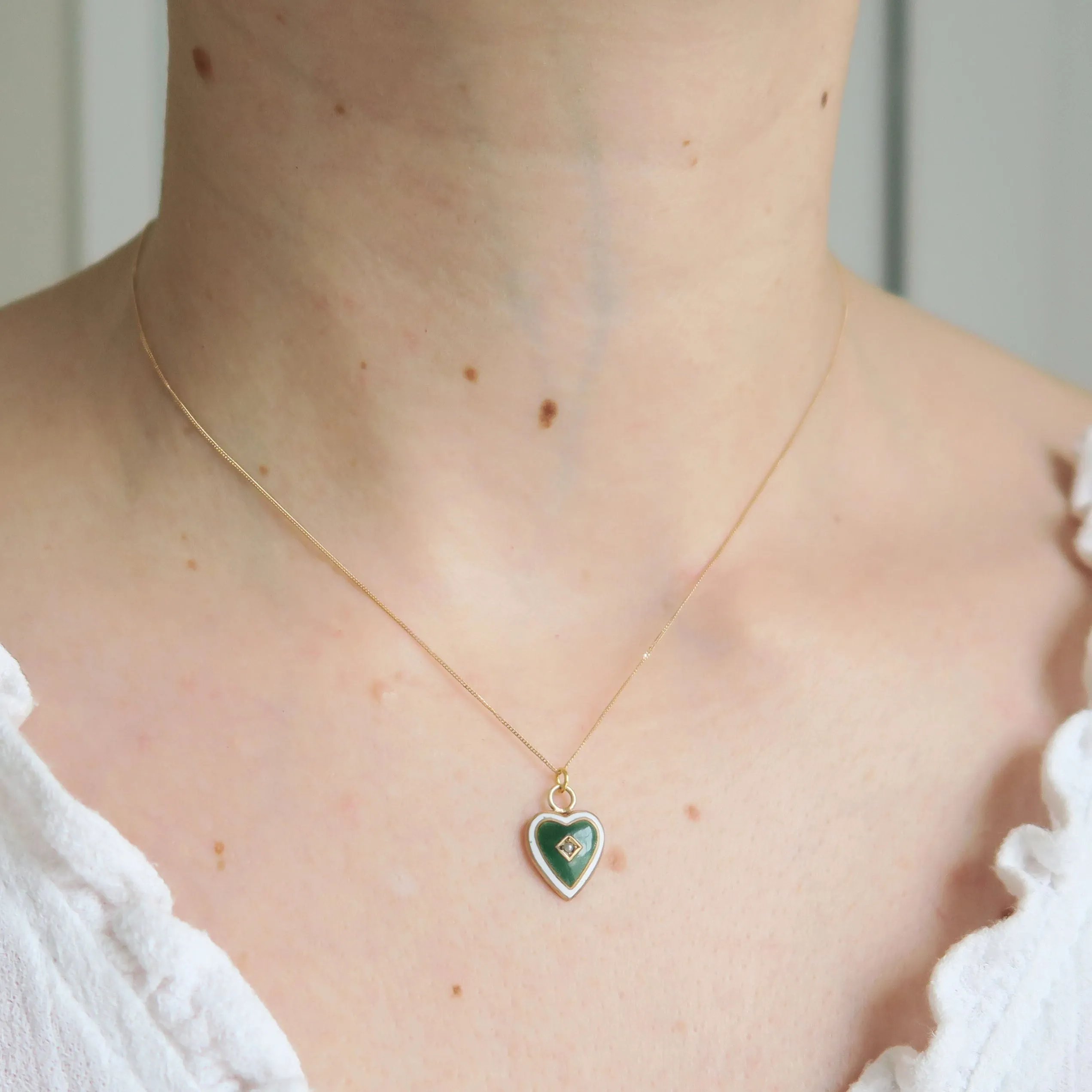 Antique Rolled Gold Enamel Heart Charm