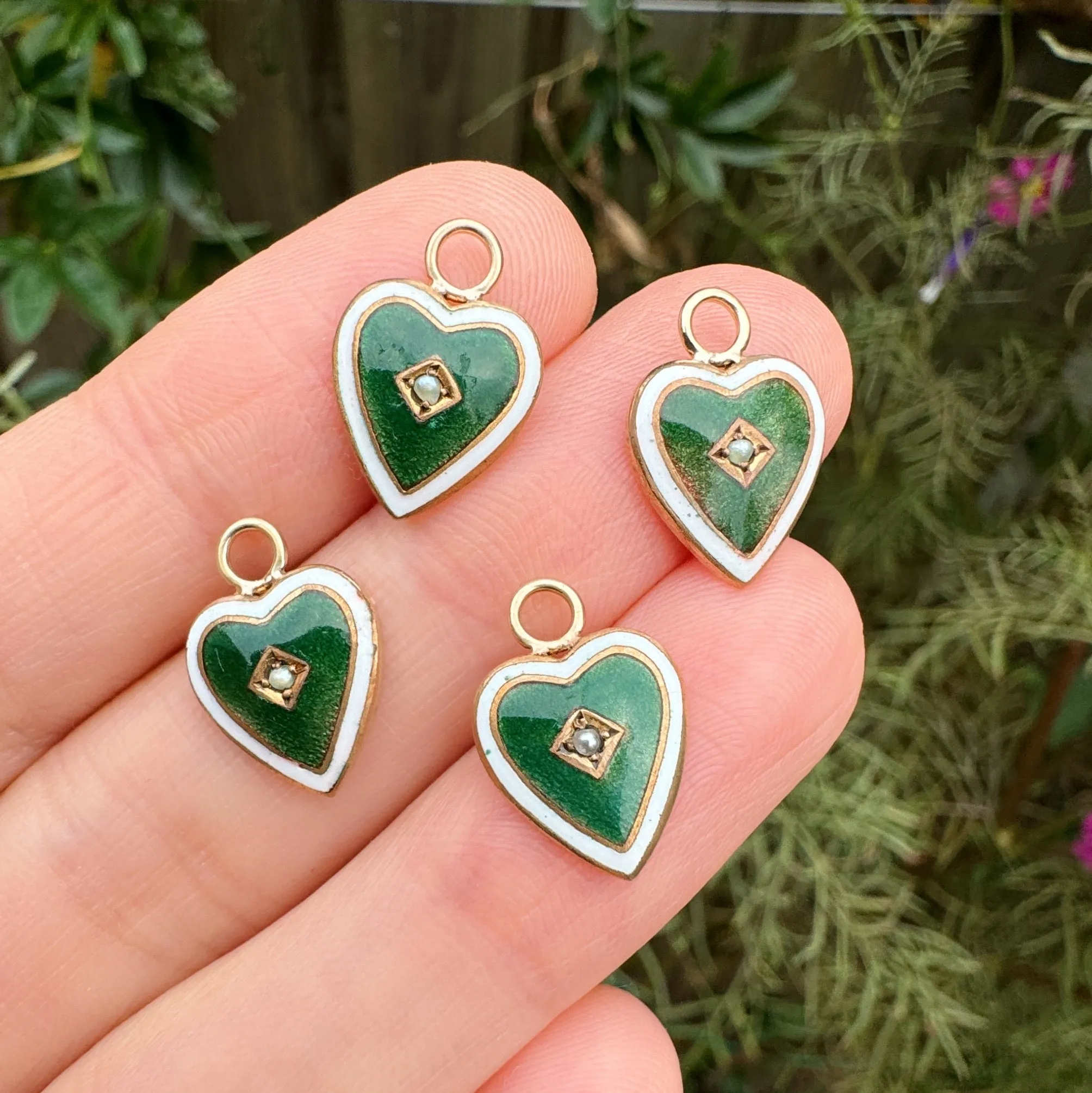 Antique Rolled Gold Enamel Heart Charm