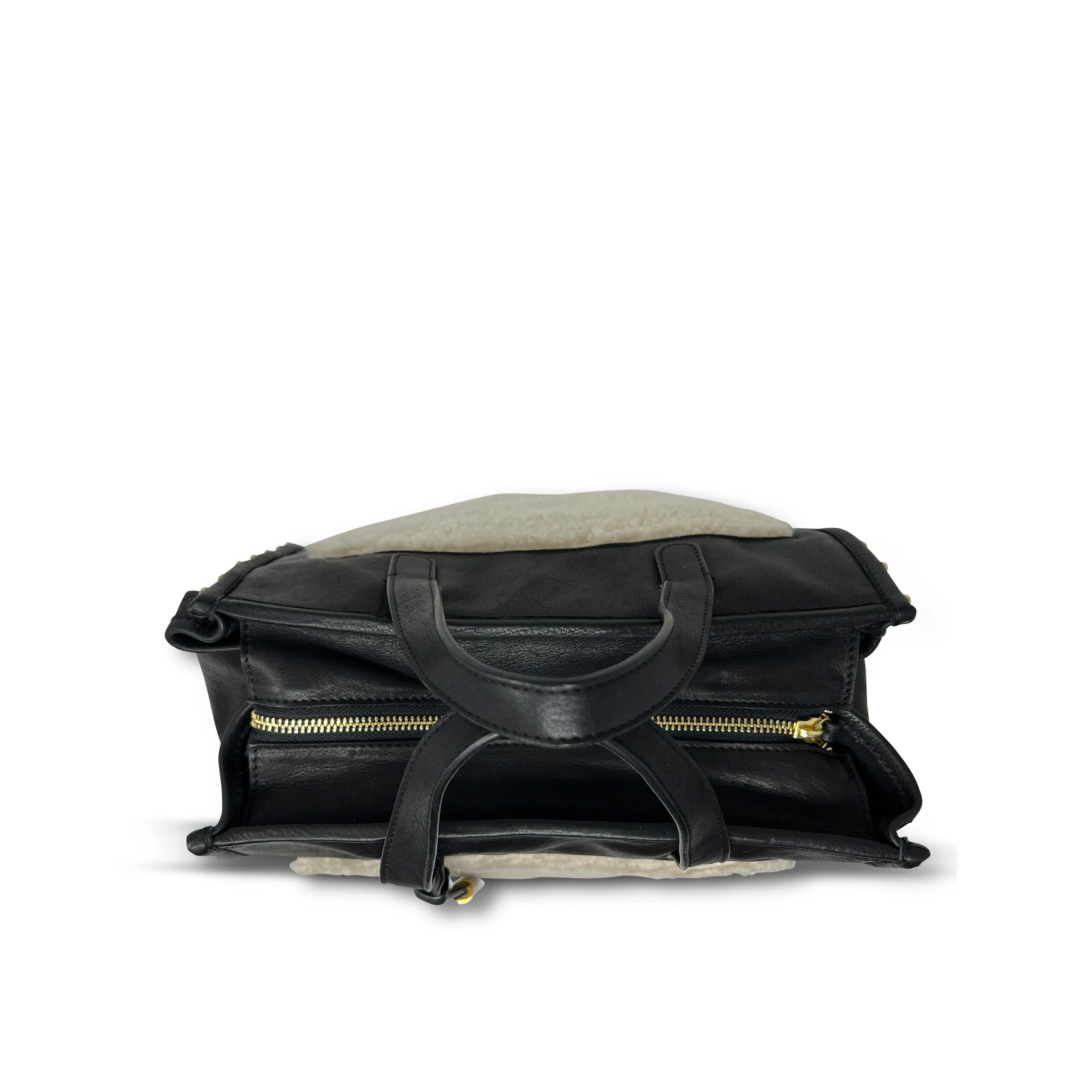 Ballabriggs Tote - Natural Shearling & Black Leather