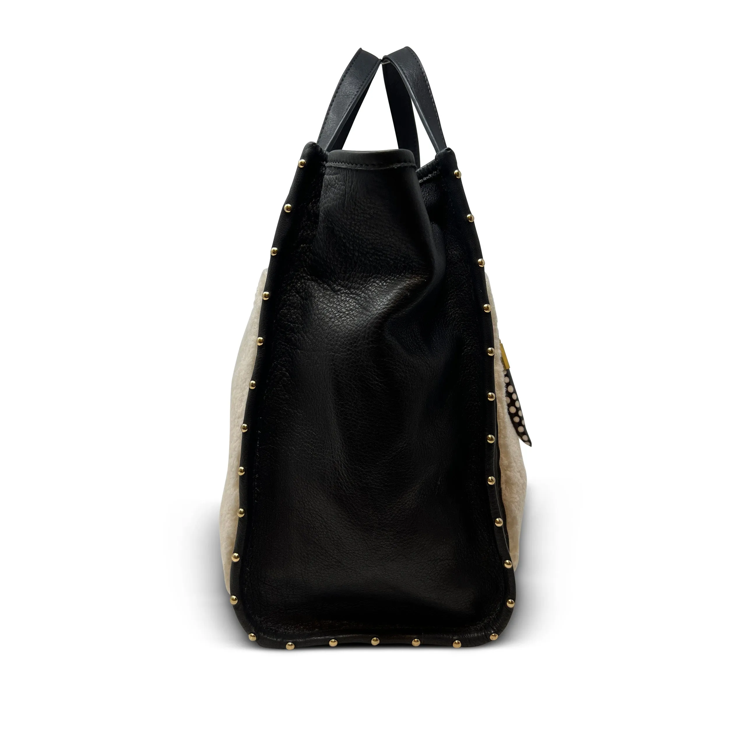Ballabriggs Tote - Natural Shearling & Black Leather