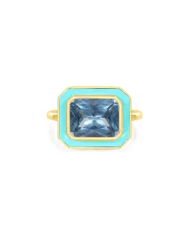 Bezel Statement Ring- Turquoise- Gold