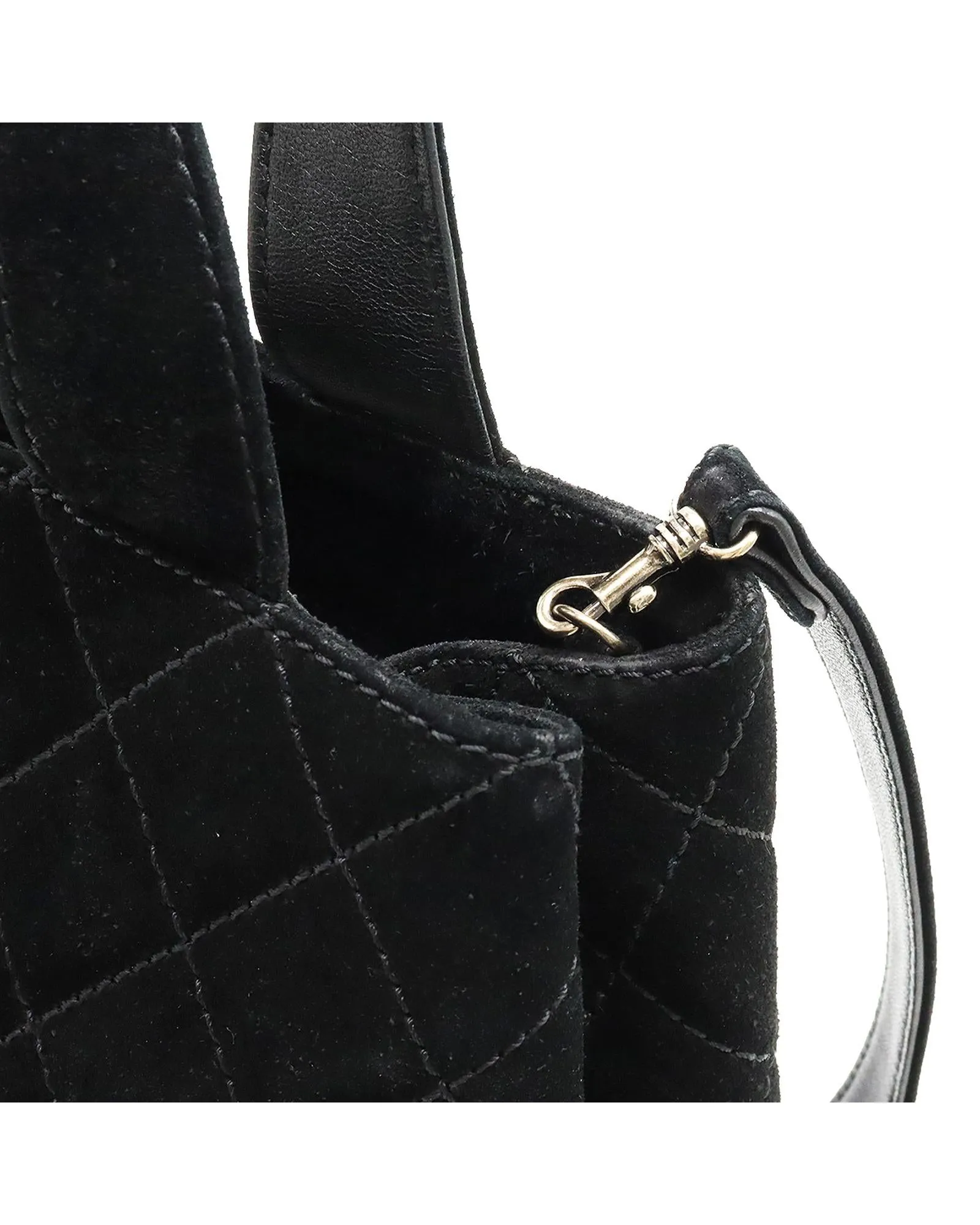 Black Leather Tote Bag with Wild Stitch Matelasse Design and Suede Accents