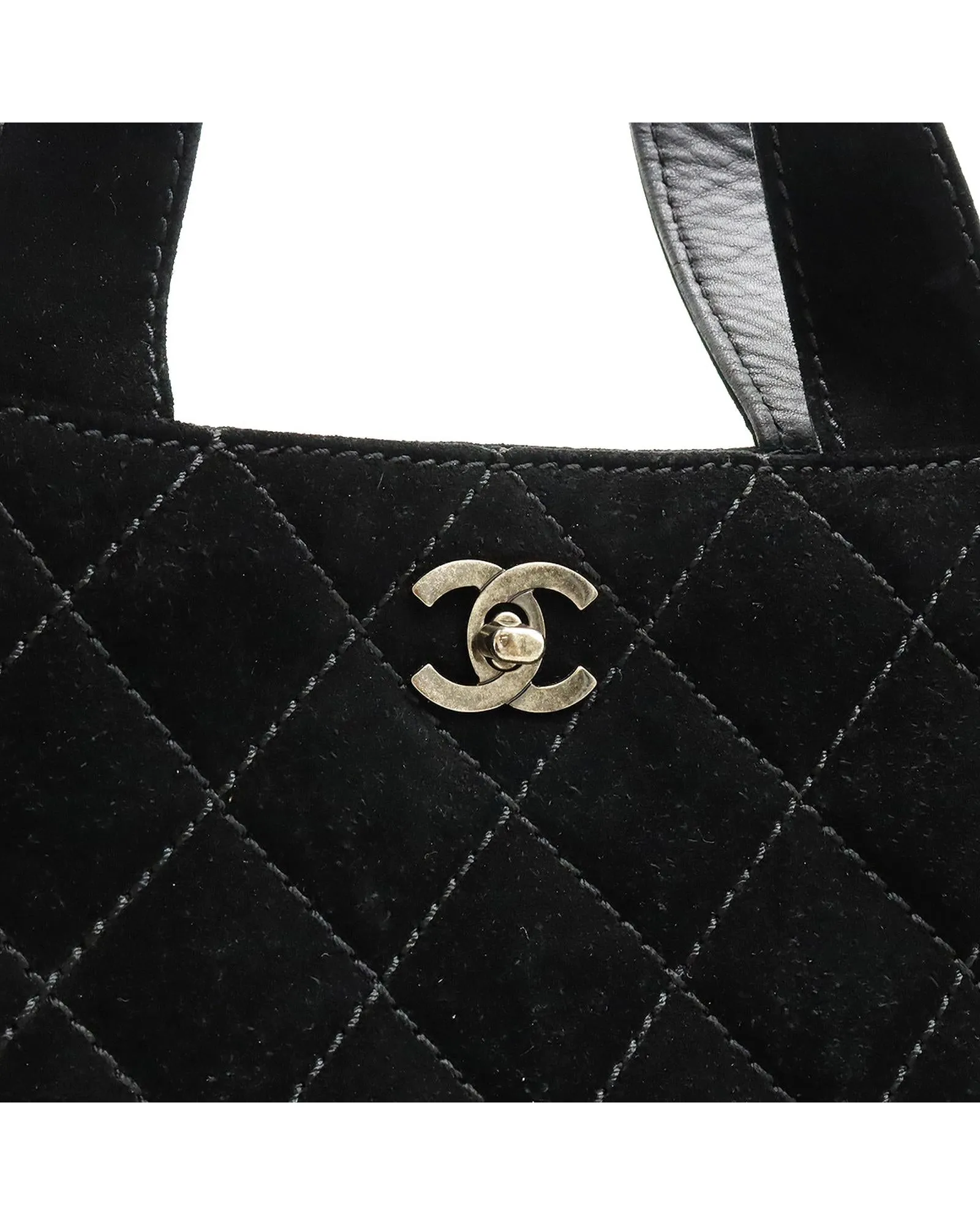 Black Leather Tote Bag with Wild Stitch Matelasse Design and Suede Accents