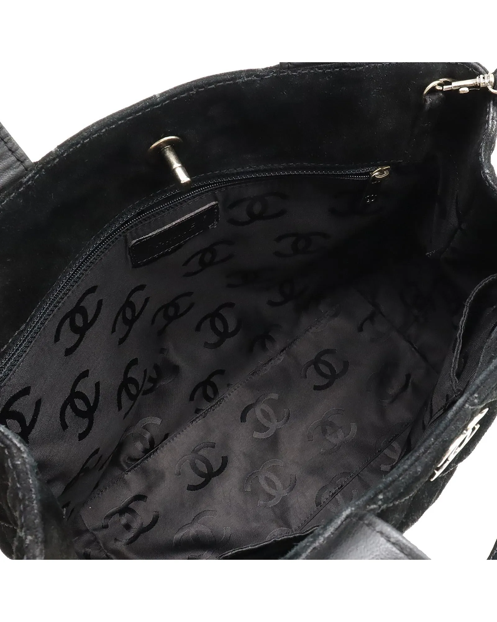 Black Leather Tote Bag with Wild Stitch Matelasse Design and Suede Accents
