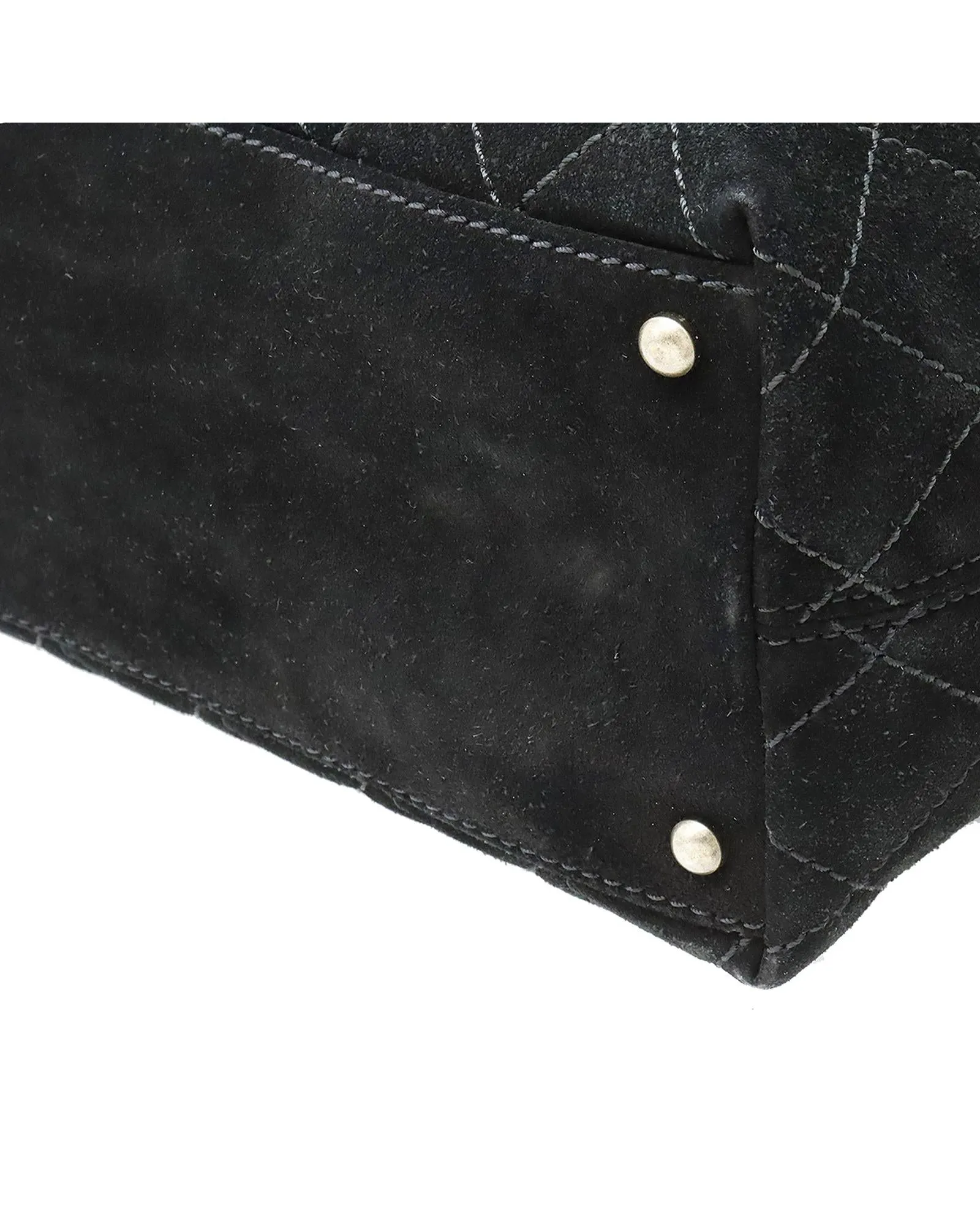 Black Leather Tote Bag with Wild Stitch Matelasse Design and Suede Accents
