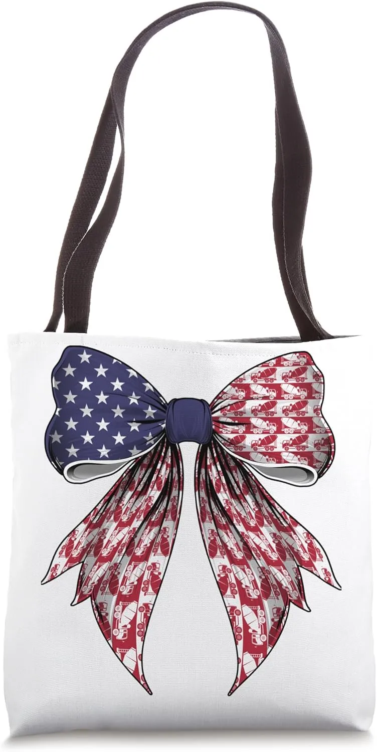 Cement Mixer Concrete Mixer 4th of July USA American Flag Tote Bag