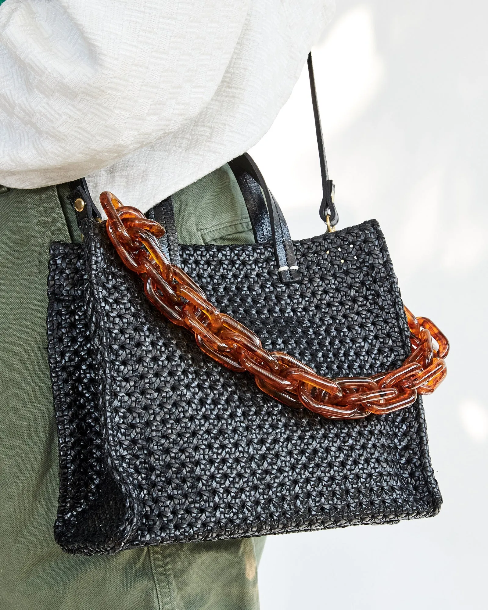 Clare V. - Petit Simple Tote in Black Rattan