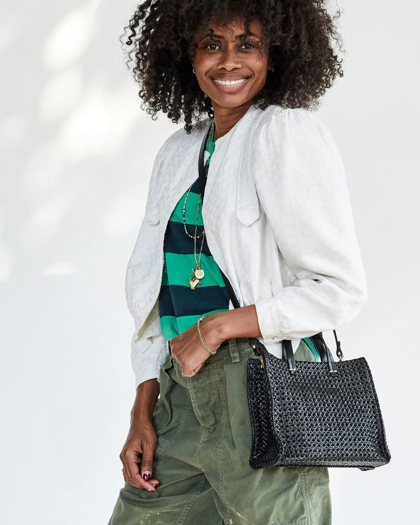 Clare V. - Petit Simple Tote in Black Rattan
