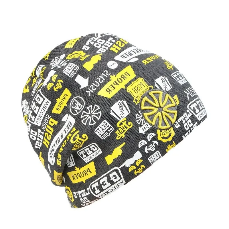 Colorful Printed Knitted Beanies Hat For Skiing