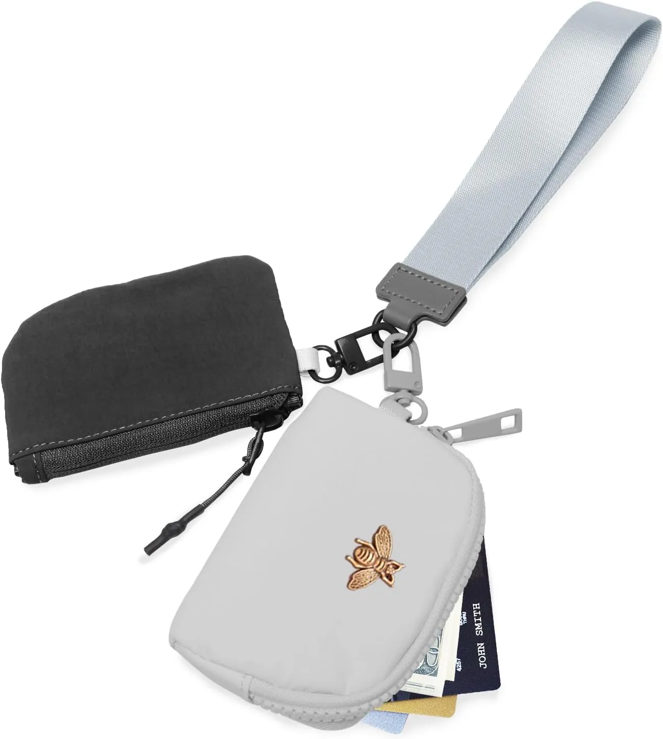 COOLANS Mini Wristlet Wallets Dual Pouch,Around Wristlet Handbag Wallet for Women Zip Cards Holder,Wristlet Bracelet Purse