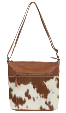 Cowhide Leather Bag With Zip   Long Strap | 6657