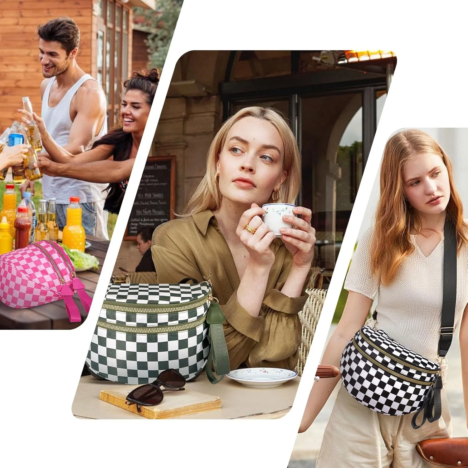 Crossbody Bags For WomenGo Free The Roomiest Crossbody,Trendy Checkered Purse With Adjustable Strap,Water-Resistant