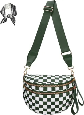Crossbody Bags For WomenGo Free The Roomiest Crossbody,Trendy Checkered Purse With Adjustable Strap,Water-Resistant