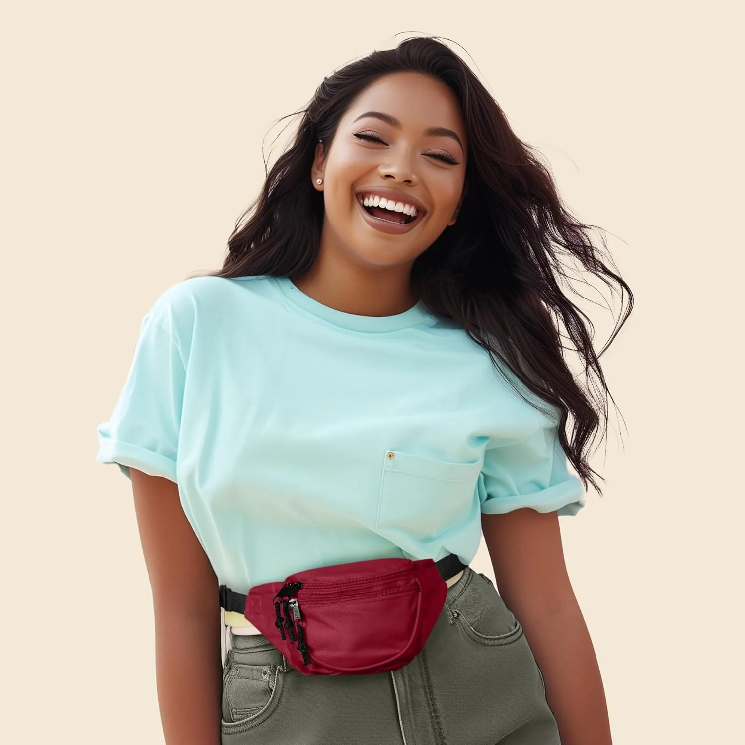 DALIX Fanny Pack w/ 3 Pockets Traveling Concealment Pouch Airport Money Bag