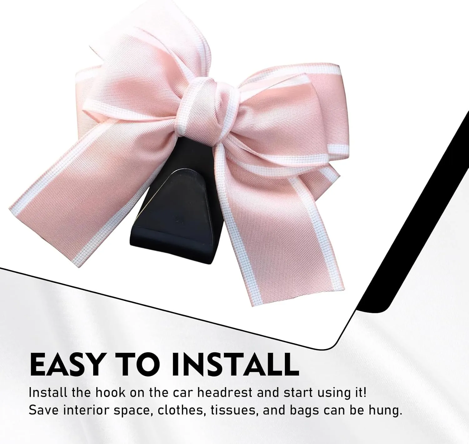 Downhill 2 PCS Car Seat Headrest Hooks, Cute Bow Seat Headrest Storage Hook, Universal Interior Storage Hook Rack, Suitable for Wallet Keys Backpack Storage Organizer (Pink)