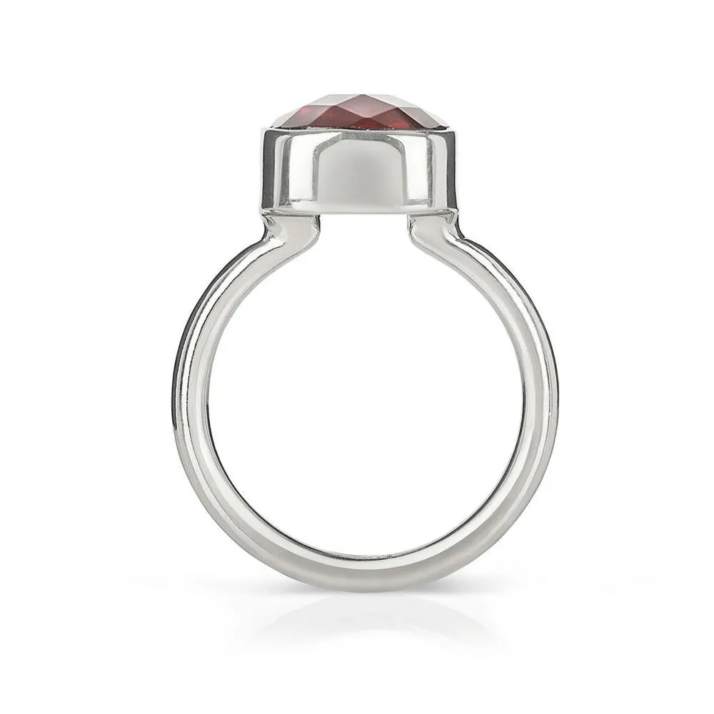 Garnet Cocktail Ring | Silver
