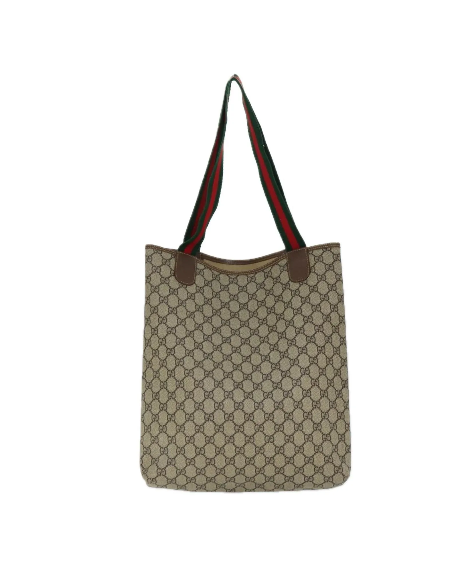 GG Supreme Web Tote Bag with Sherry Line Detail - Beige and Red