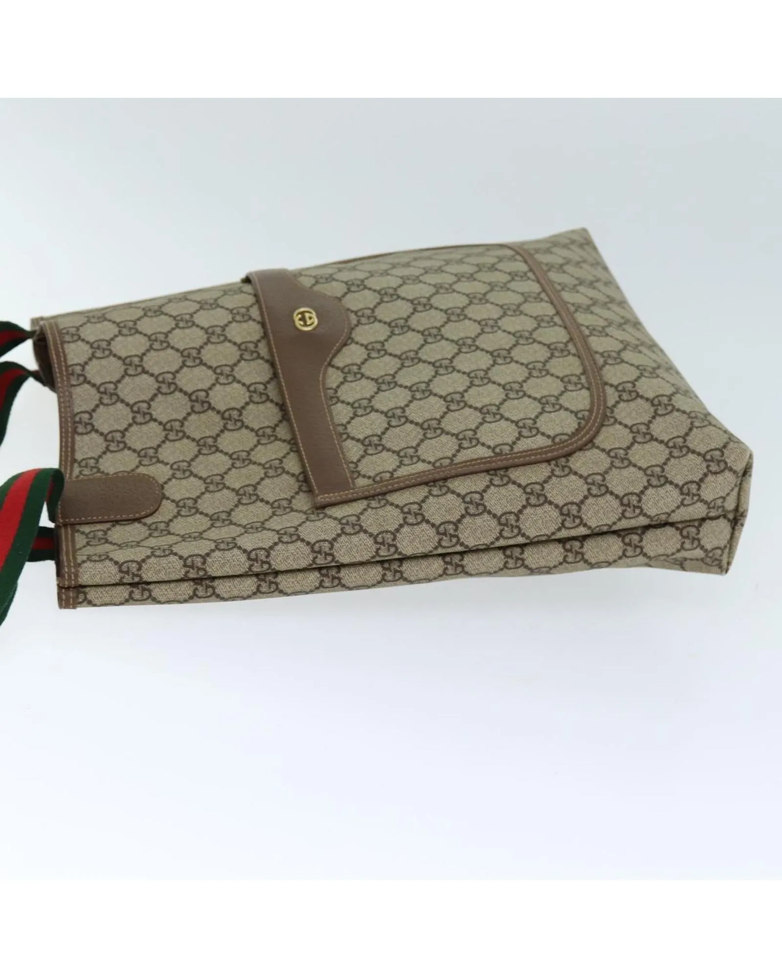 GG Supreme Web Tote Bag with Sherry Line Detail - Beige and Red