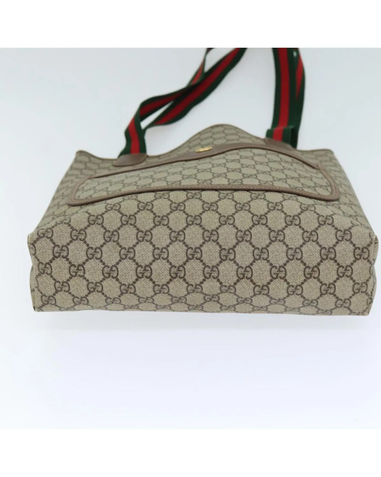 GG Supreme Web Tote Bag with Sherry Line Detail - Beige and Red