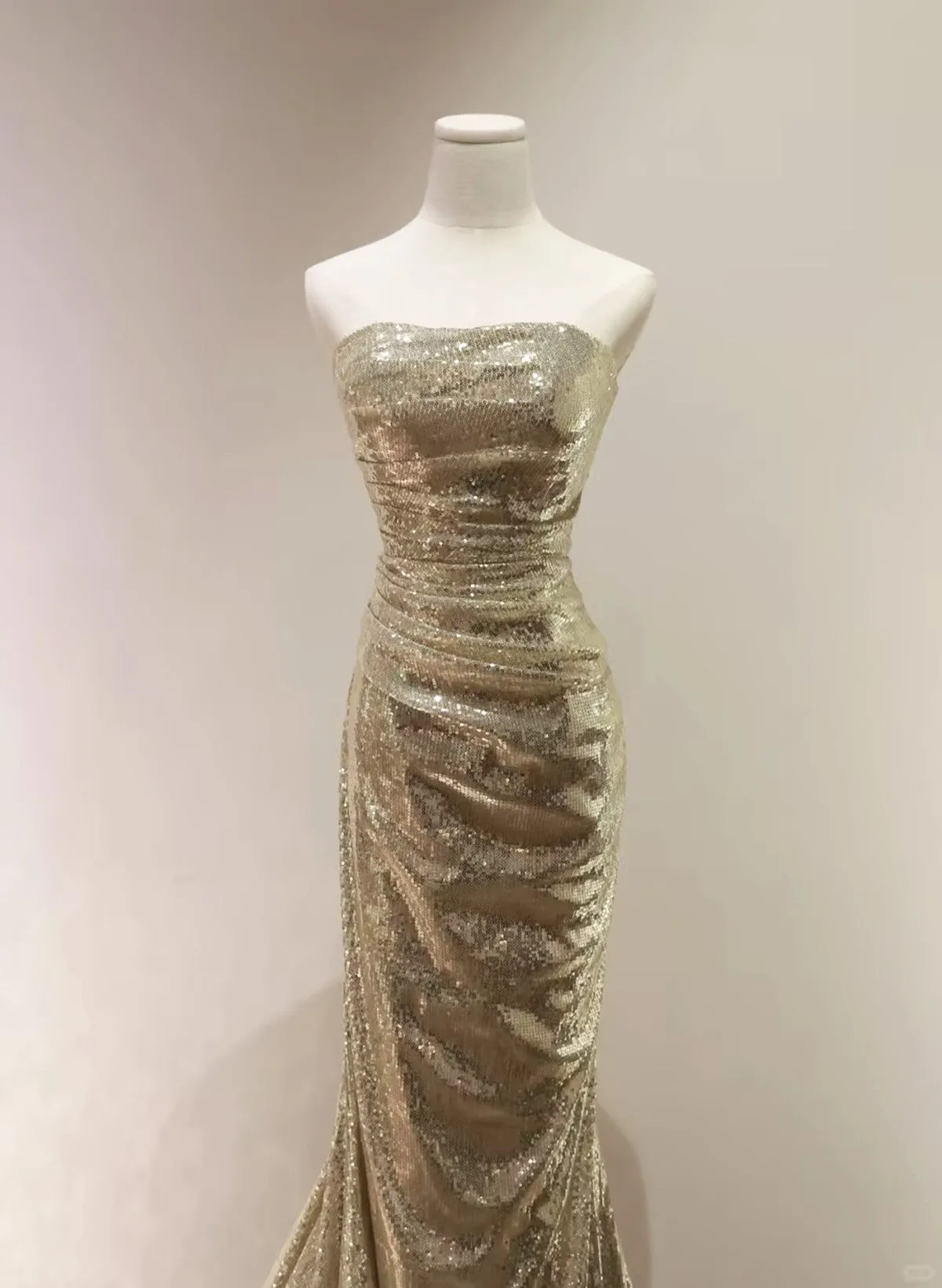 Gold Sequins Mermaid Scoop Long Evening Dress Gold Long Prom Dress Party Dress