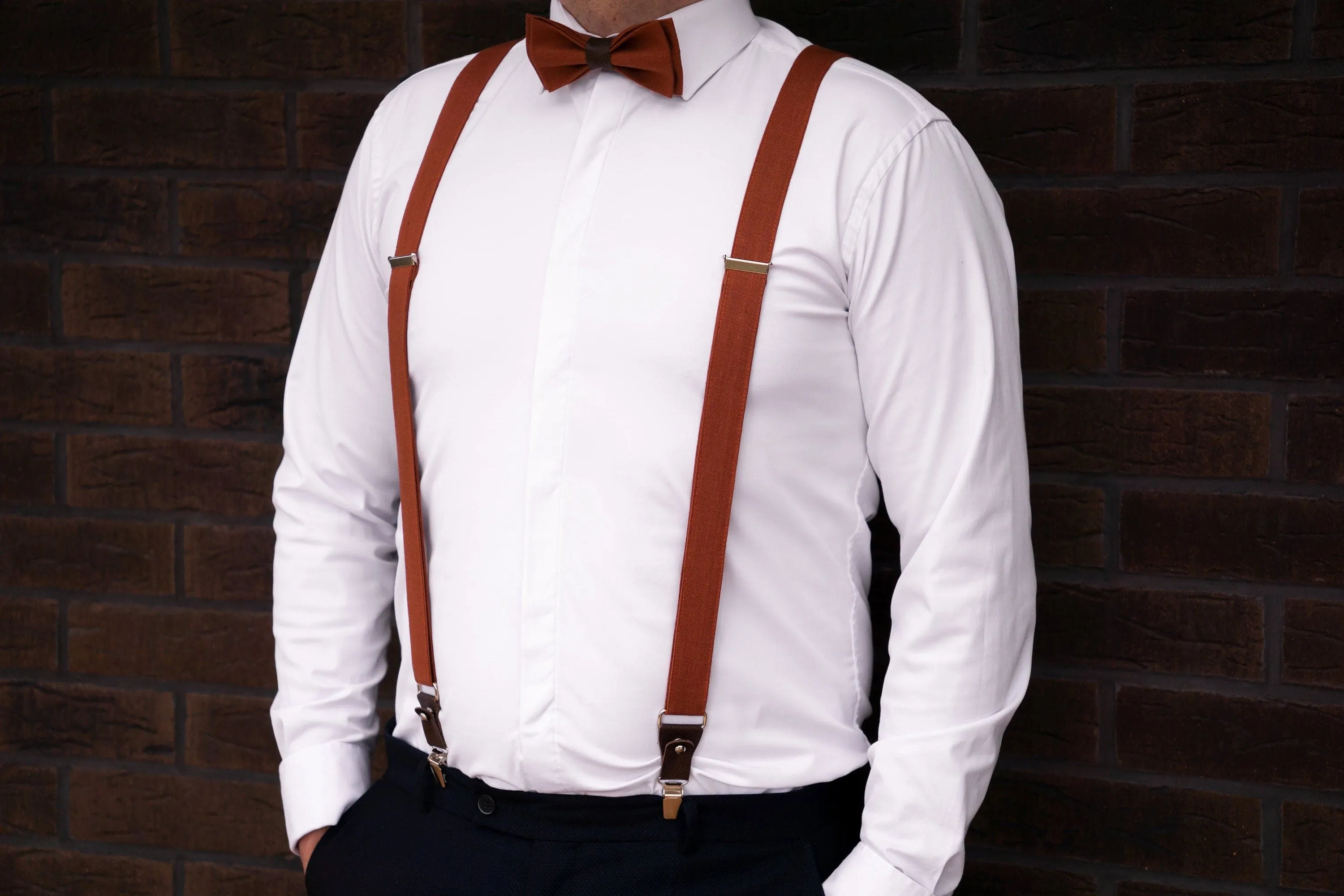 Hunter Green Bow Tie & Suspender Set - Ideal for Men, Boys, Toddlers at Weddings & Events