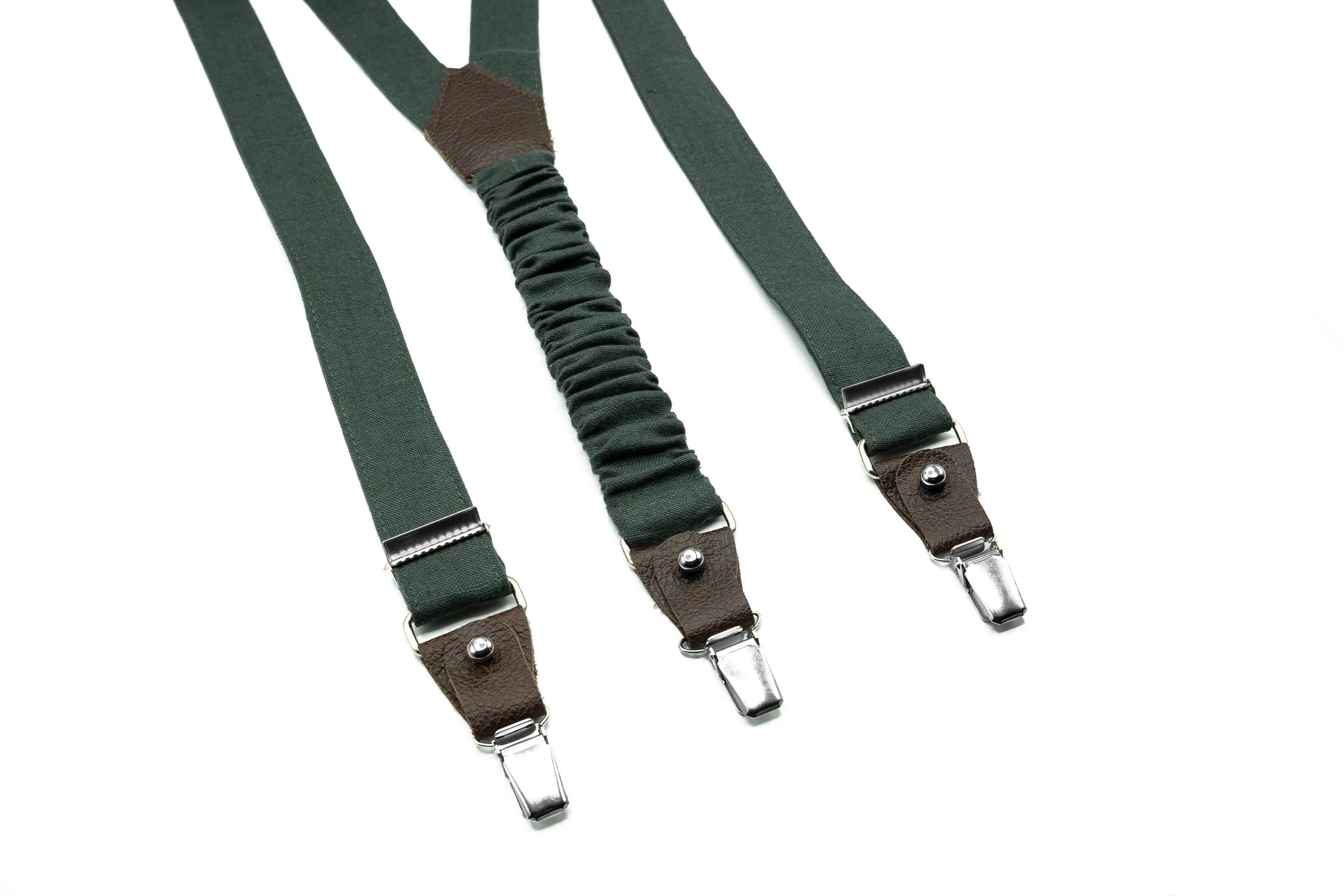 Hunter Green Bow Tie & Suspender Set - Ideal for Men, Boys, Toddlers at Weddings & Events