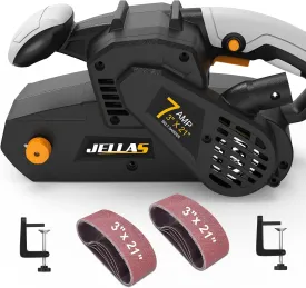 Jellas 7Amp Belt Sander 3  21-Inch with Dust Bag, Bench Sander with Variable-speed Control, 2 in 1 Vacuum Adapter, 10 Feet (3 Meters) Length Power Cord - BS750