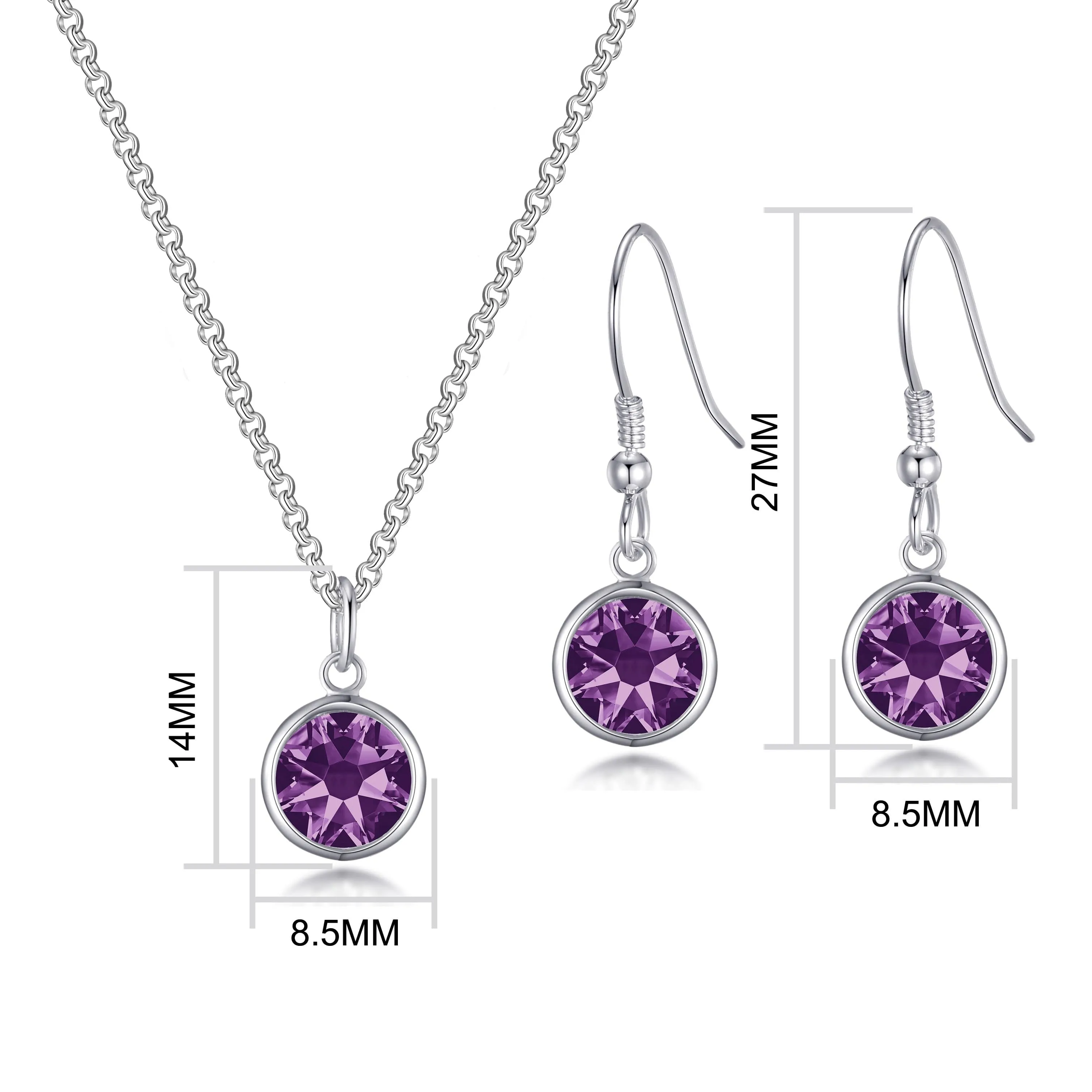 June (Alexandrite) Birthstone Necklace & Drop Earrings Set Created with Zircondia® Crystals