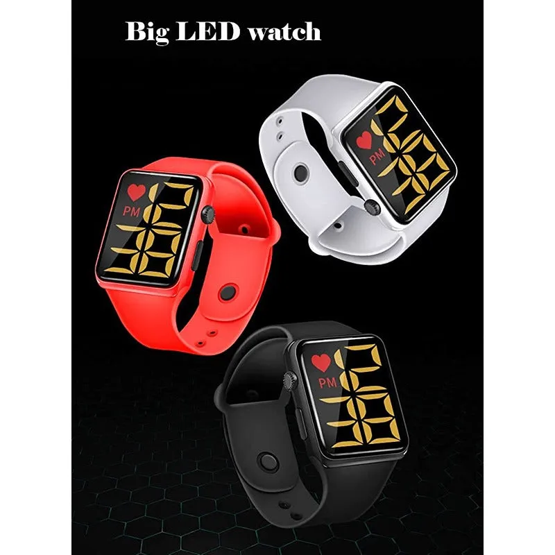 Latest New Generation Sports Digital Square Black Dial LED Watch (Assorted Colour and Strap Designs)